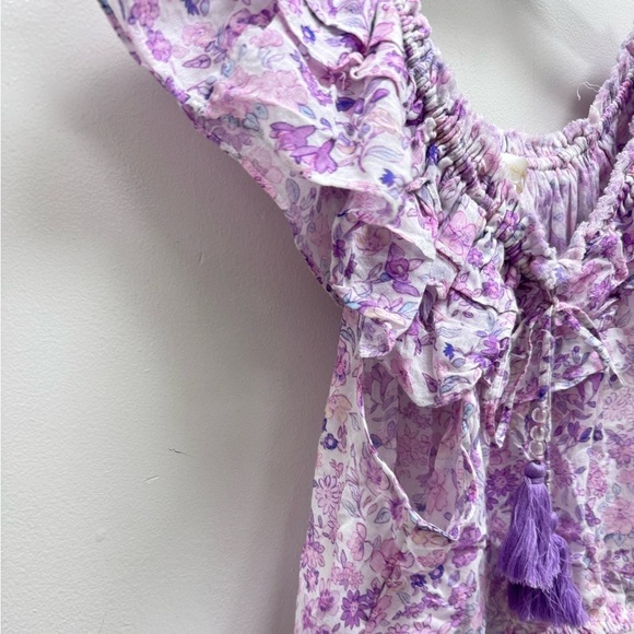 LoveShackFancy Dorin Off-the-Shoulder Crop Top in Purple Iris - Picture 5 of 7